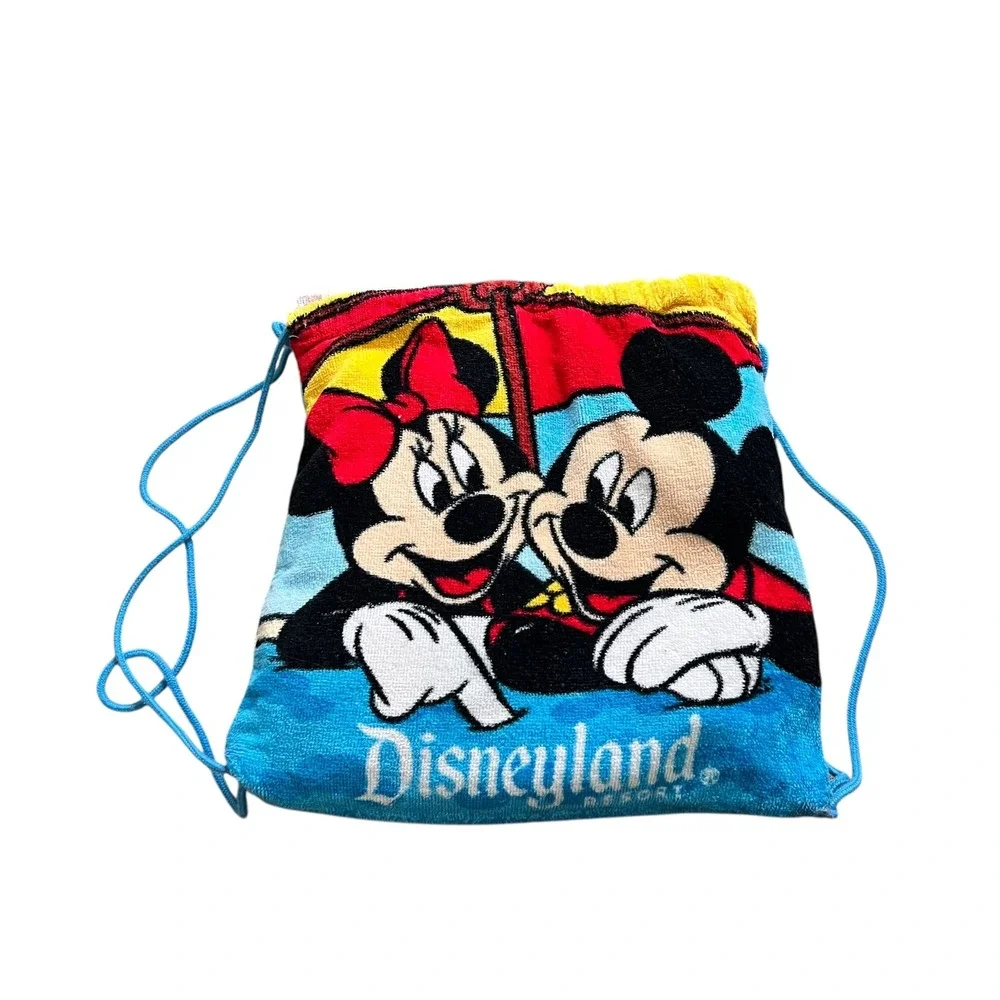 Disneyland Resort Mickey Minnie Goofy Donald Beach Towel Drawstring Backpack Bag
